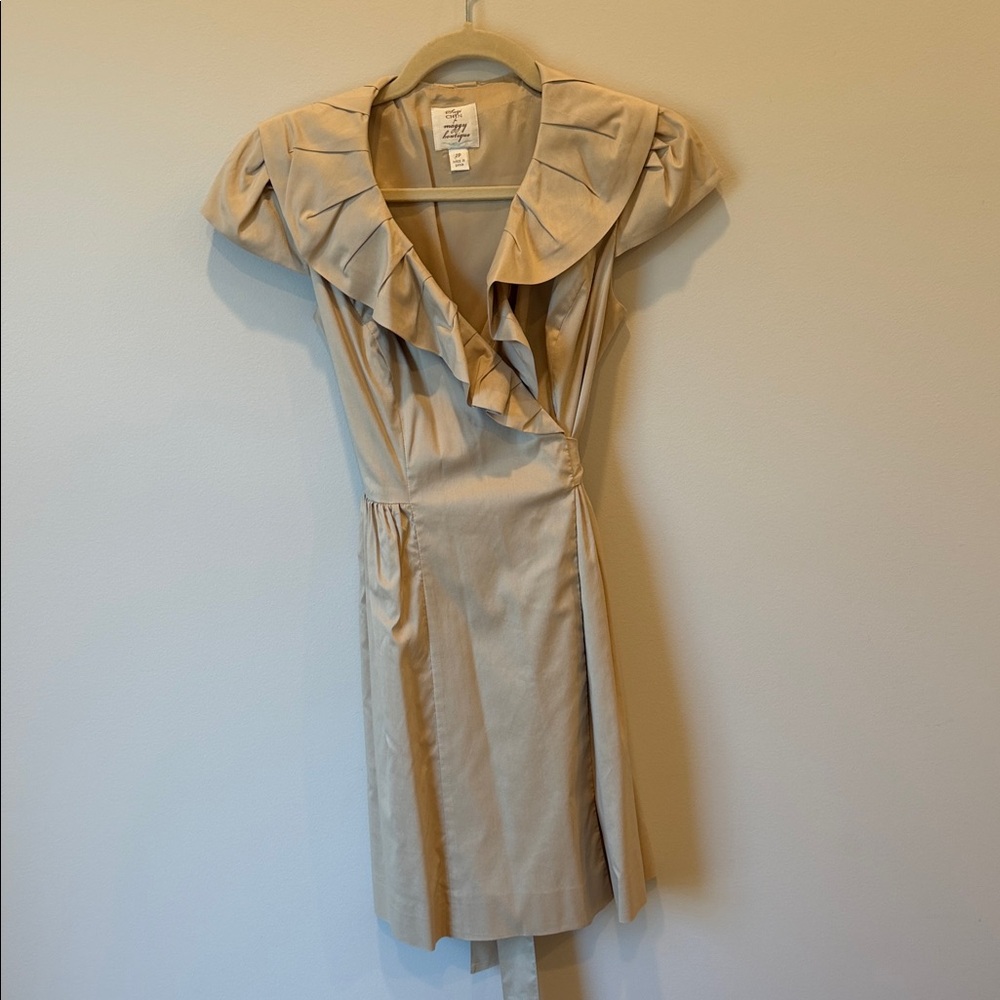 Suzi Chin Tan Ruffle Mini Dress